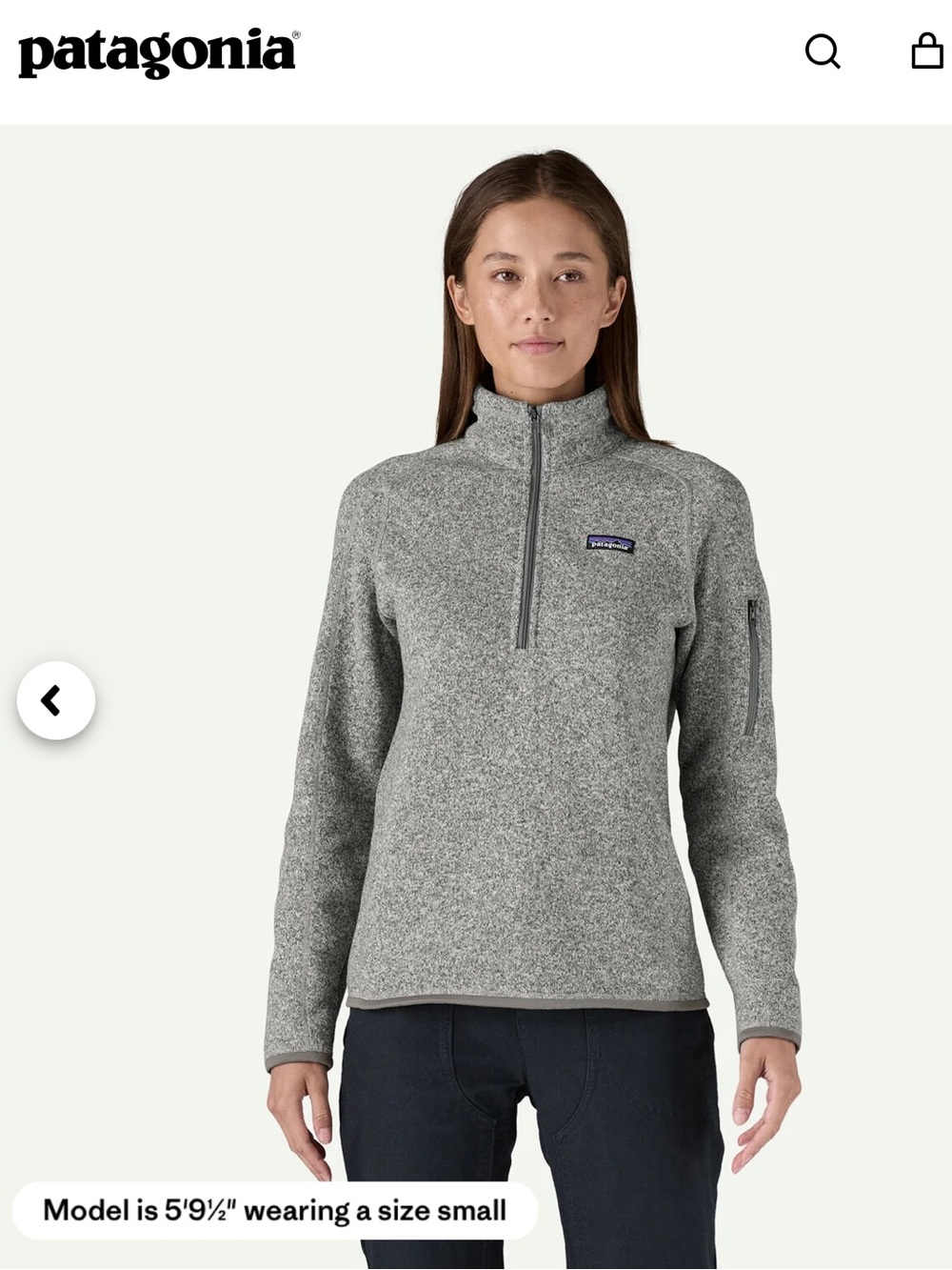 Patagonia Gray Birch White 1/4‑Zip Sweater Fleece